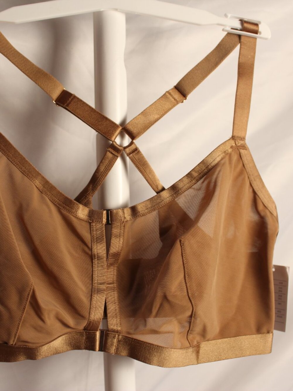 Auden Sheer Strappy Bralette in Caramel Brown